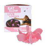 Insert anti-glouton pour chien en silicone avec ventouses, M, diamètre de base 11,5 cm, rose – Eat Slow Live Longer Gobble Stopper