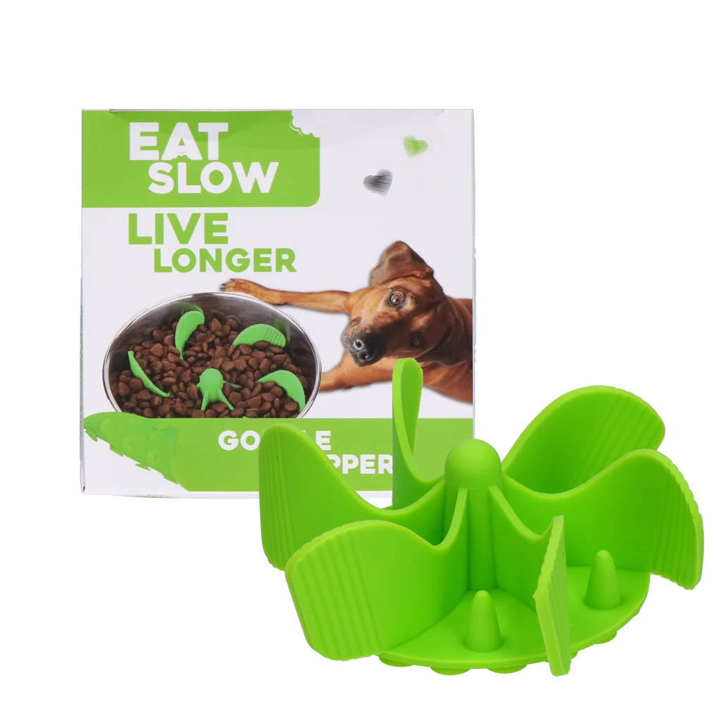 Insert anti-glouton pour gamelle de chien avec ventouses, vert M, diamètre de la base 11,5 cm – Eat Slow Live Longer Gobble Stopper – Image 1