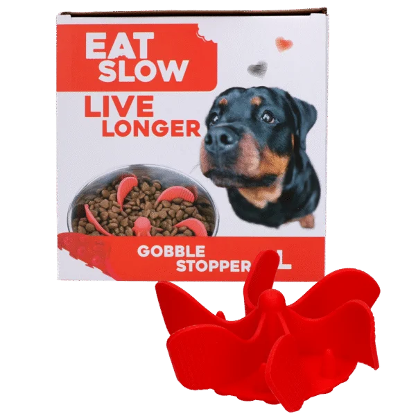 Insert anti glouton pour gamelle de chien avec ventouses, rouge L, diamètre du fond 14,5 cm – Eat Slow Live Longer Gobble Stopper