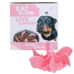 Insert anti-glouton pour gamelle pour chien avec ventouses, rose L, diamètre du fond 14,5 cm – Eat Slow Live Longer Gobble Stopper