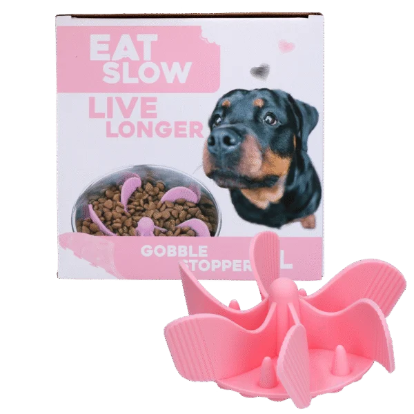 Insert anti-glouton pour gamelle pour chien avec ventouses, rose L, diamètre du fond 14,5 cm – Eat Slow Live Longer Gobble Stopper