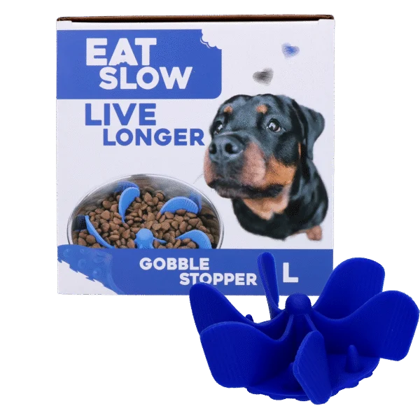 Insert anti-glouton pour gamelle pour chien avec ventouses, bleu L, diamètre du fond 14,5 cm – Eat Slow Live Longer Gobble Stopper
