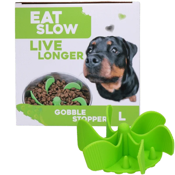 Insert anti glouton pour gamelle de chien avec ventouses, vert L, diamètre de la base 14,5 cm – Eat Slow Live Longer Gobble Stopper