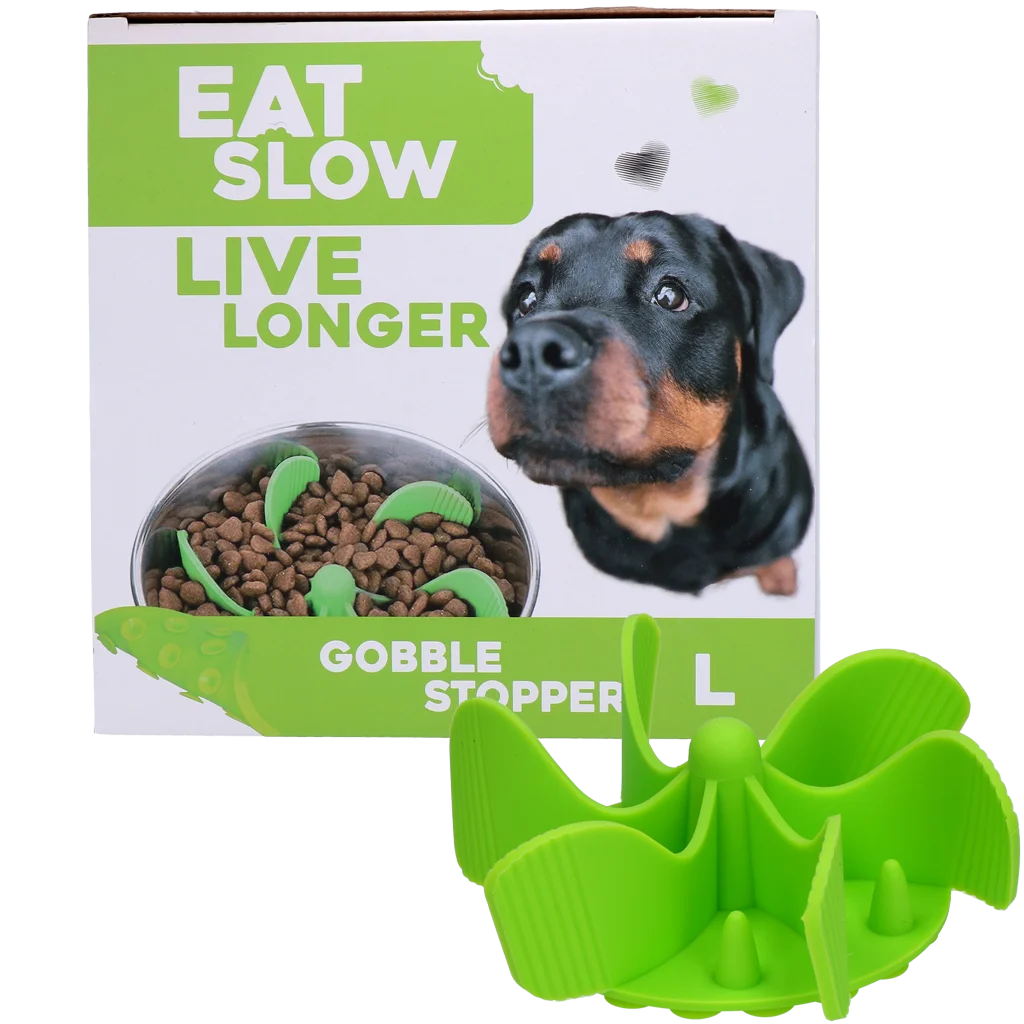 Insert anti glouton pour gamelle de chien avec ventouses, vert L, diamètre de la base 14,5 cm – Eat Slow Live Longer Gobble Stopper – Image 1