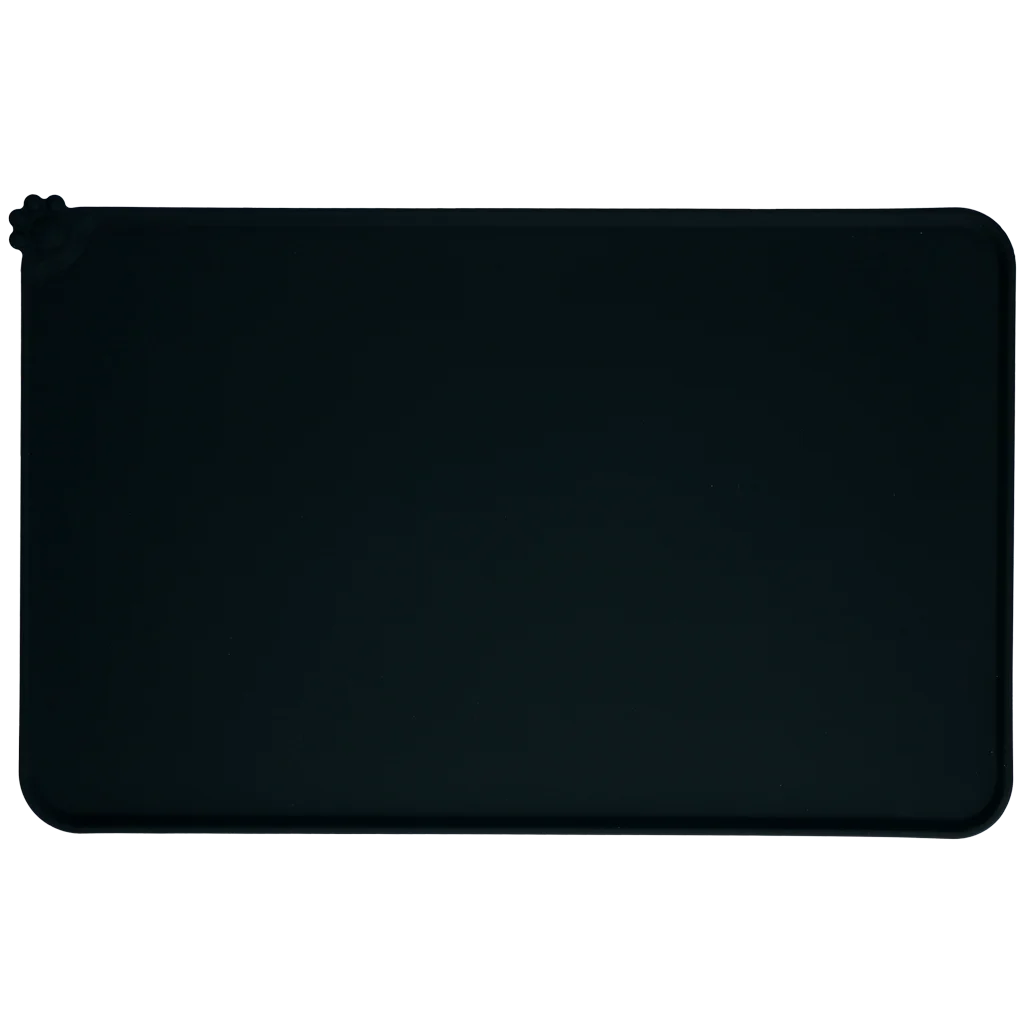 Tapis pour gamelles en silicone avec bord surélevé, S 30 x 48 cm, gris – Eat Slow Live Longer Spill Mat – Image 2