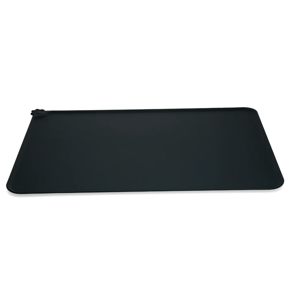 Tapis de gamelle en silicone avec rebord, M 38 x 54 cm, gris – Eat Slow Live Longer Spill Mat – Image 3