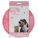 Tapis de léchage pour chiens avec motif ballon de football et ventouses, Ø 22 cm, rose – Eat Slow Live Longer Lick Mat Soccer Ball