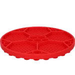 Tapis de léchage pour chiens avec motif de ballon de football et ventouses, Ø 22 cm, rouge – Eat Slow Live Longer Lick Mat Soccer Ball – Image 3