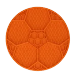 Tapis de léchage pour chien avec motif ballon de football et ventouses, Ø 22 cm, orange – Eat Slow Live Longer Lick Mat Soccer Ball – Image 3