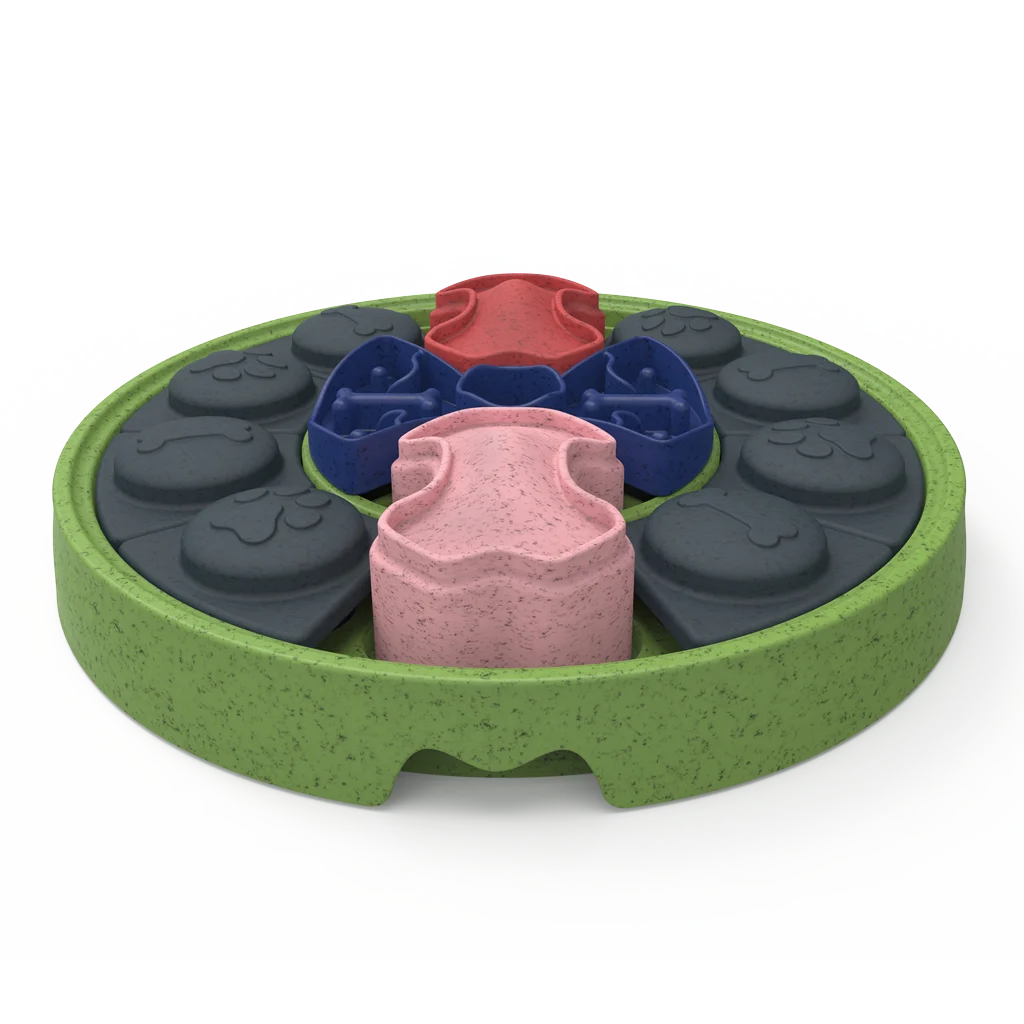 Puzzle pour chien avec éléments coulissants pour croquettes et friandises – Eat Slow Live Longer Puzzle Disc – Image 2