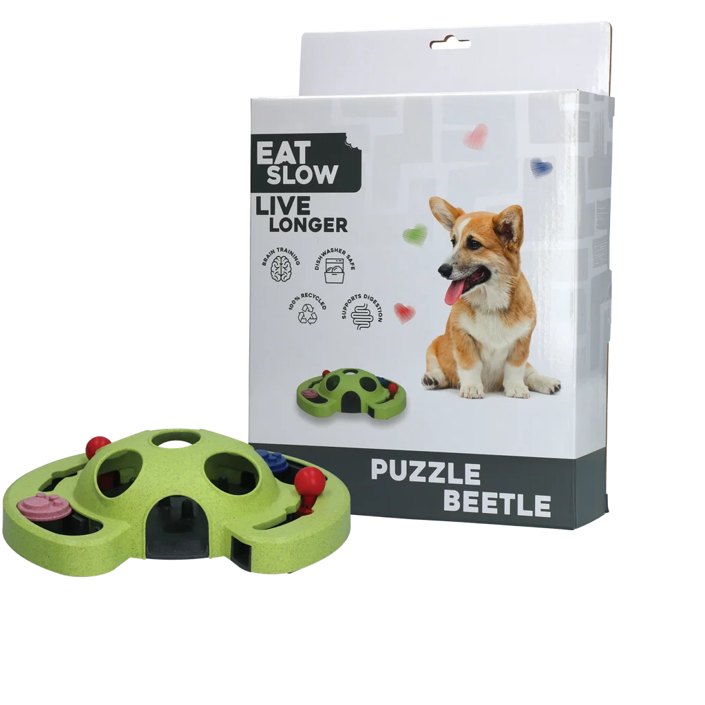 EATS070G.png Puzzle pour chien pour croquettes et friandises avec pieds antidérapants – Eat Slow Live Longer Puzzle Beetle – Image 1