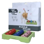 Puzzle pour chien à croquettes et friandises avec pieds antidérapants – Eat Slow Live Longer Puzzle Roller
