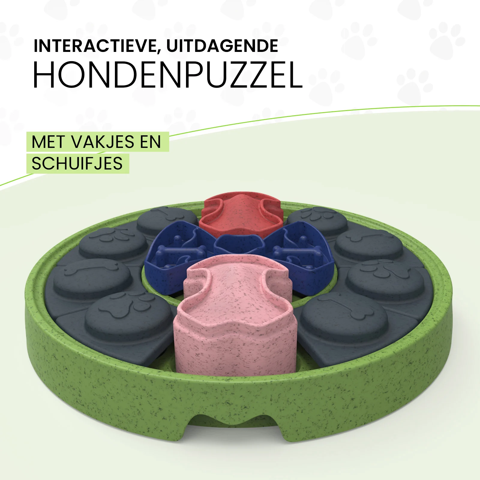 Puzzle pour chien avec éléments coulissants pour croquettes et friandises – Eat Slow Live Longer Puzzle Disc – Image 3