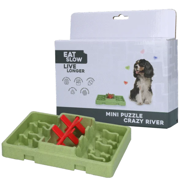 Puzzle pour chien pour croquettes et friandises, 13 x 19 cm – Eat Slow Live Longer Mini Puzzle Crazy River