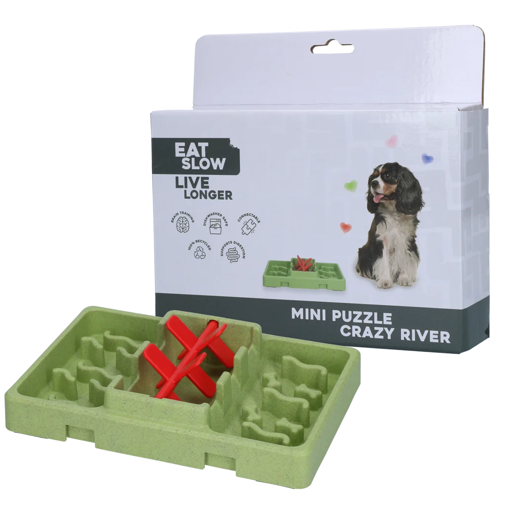 EATS071A.png Puzzle pour chien pour croquettes et friandises, 13 x 19 cm – Eat Slow Live Longer Mini Puzzle Crazy River – Image 1