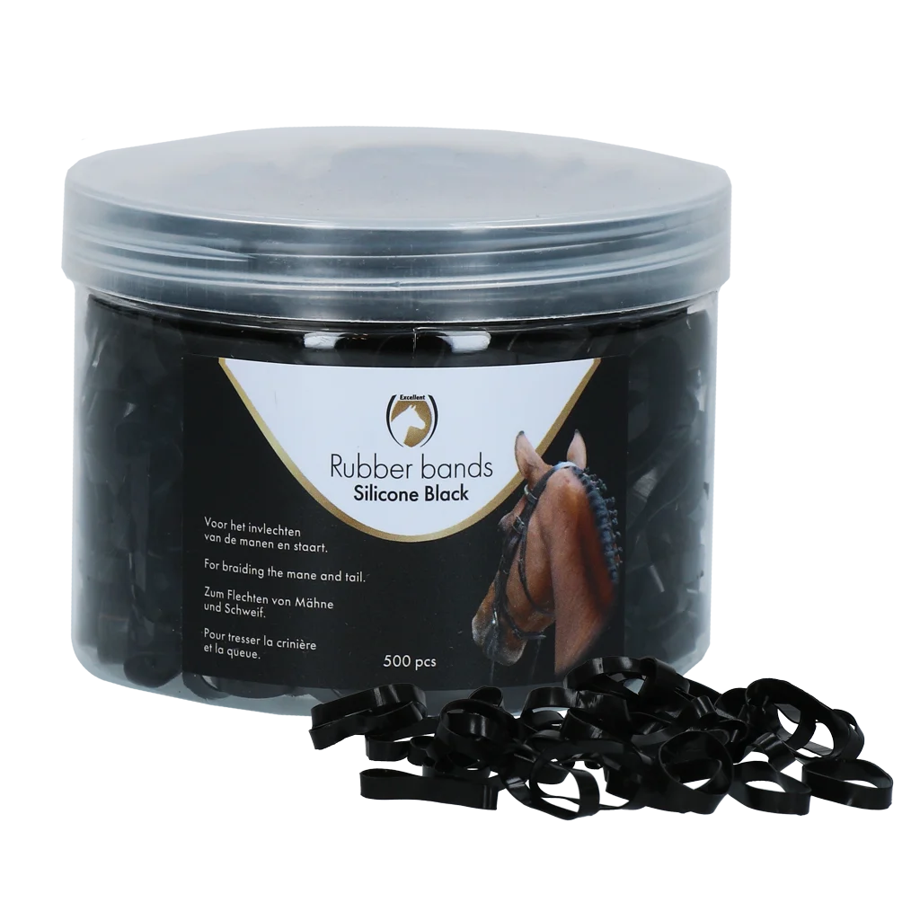 Élastiques à tresser en silicone, 500 pièces, noir – Excellent Horse Rubber Bands Silicone – Image 1