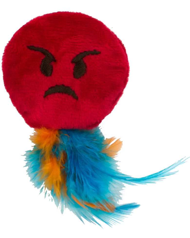 Jouet pour chat emoji avec plumes et MADNIP, ø 6 cm – Catmoji Angry – Image 2