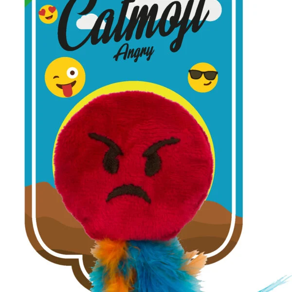 Jouet pour chat emoji avec plumes et MADNIP, ø 6 cm – Catmoji Angry