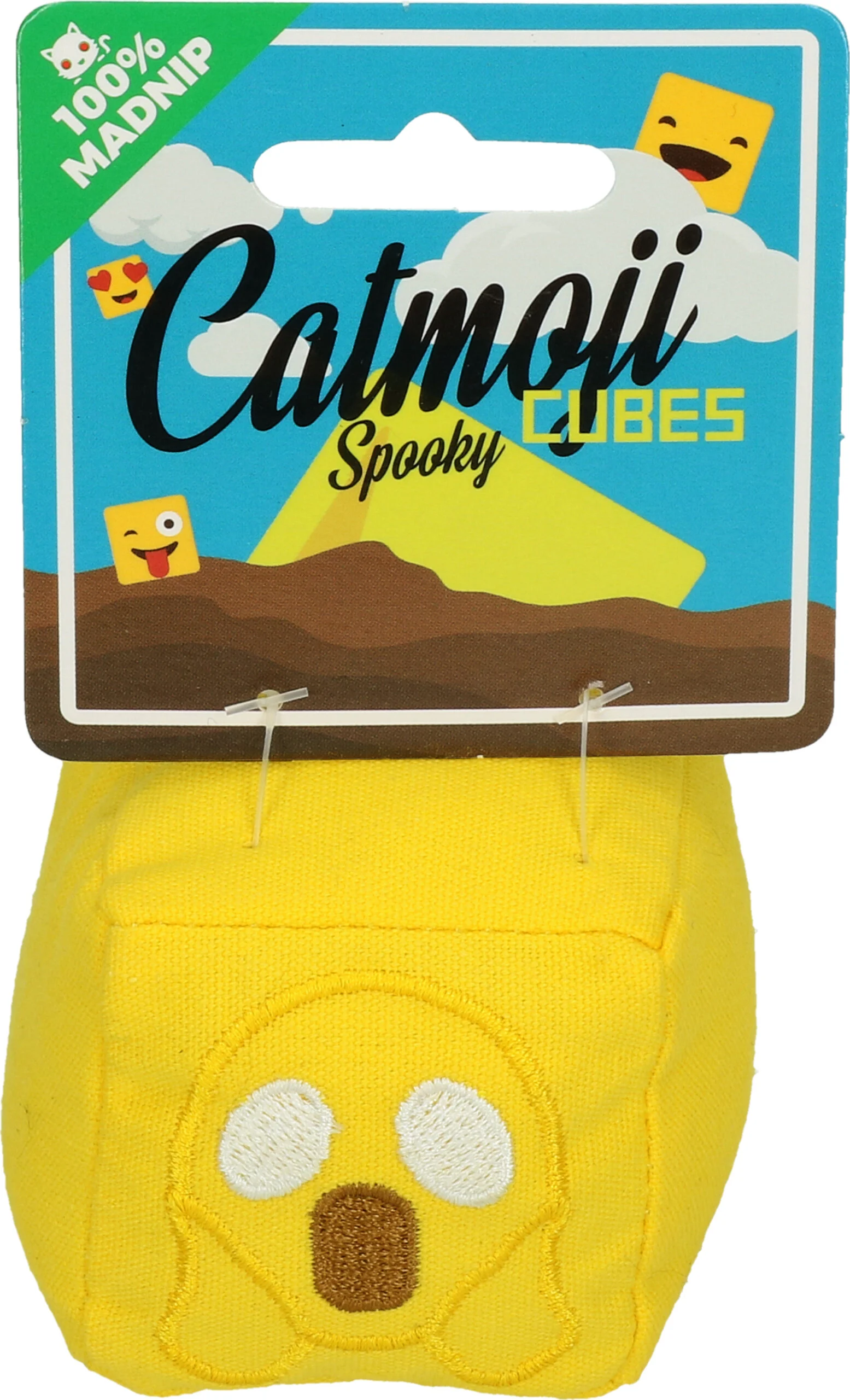 EMOJ0333.jpg Cube de jeu pour chats avec MADNIP, Ø 7 cm – Catmoji Cube Spooky – Image 1