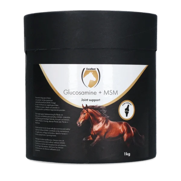 Complément articulaire en poudre pour chevaux, 1 kg – Excellent Horse Glucosamine + MSM