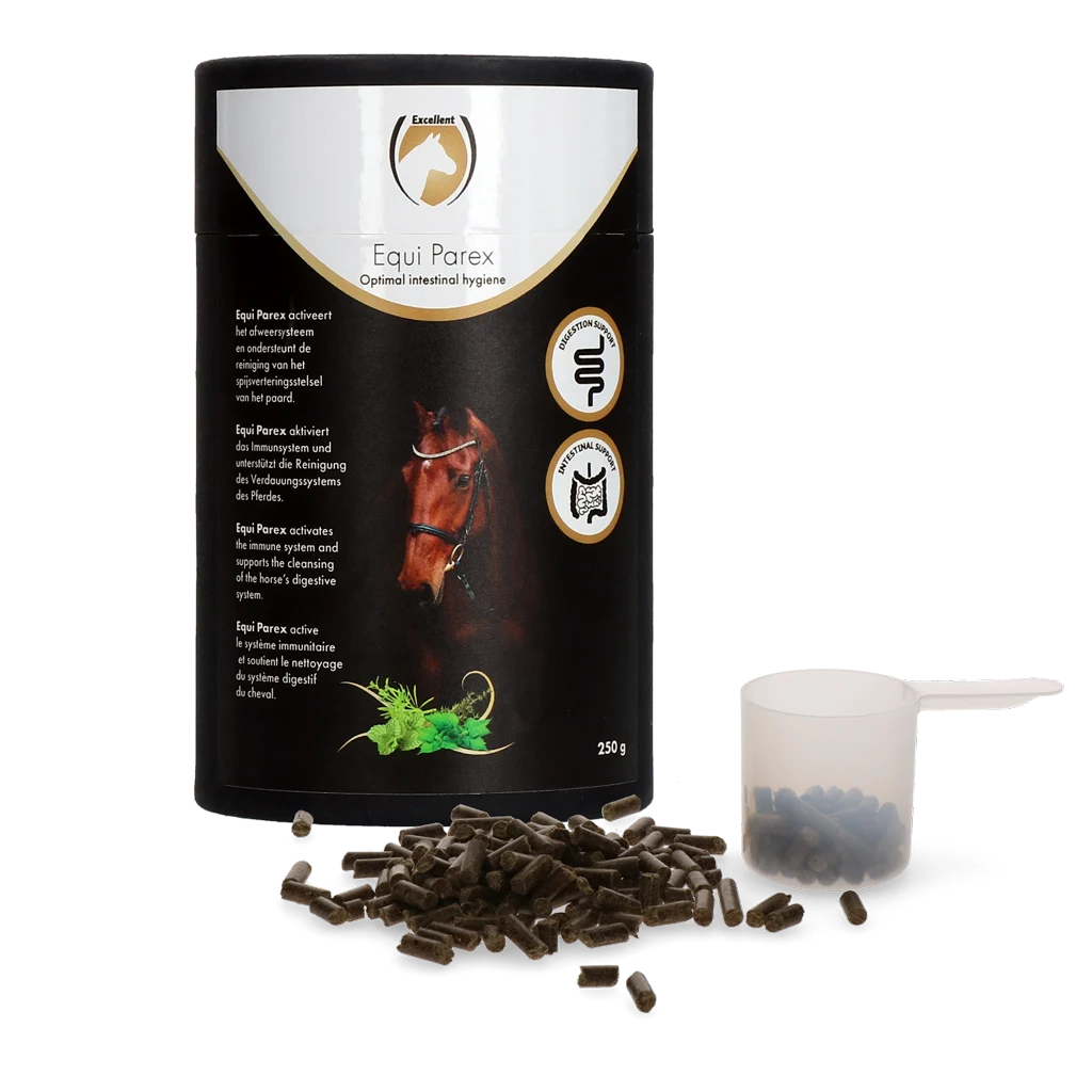 Complément alimentaire à base de plantes pour chevaux à l’ail et à la menthe, 250 g – Excellent Horse Parex – Image 1