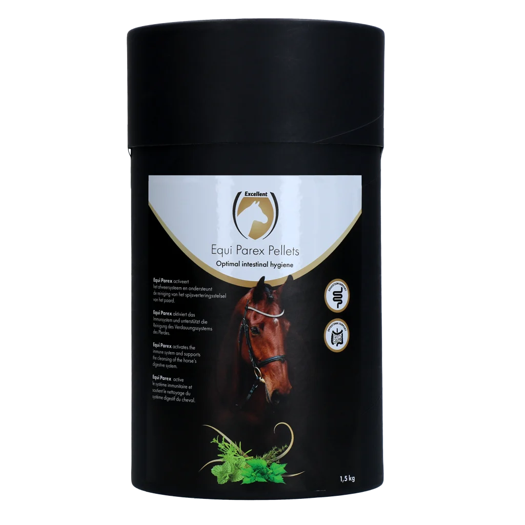 EQUI0001CIE.png Complément à base de plantes pour chevaux à l’ail et à la menthe, 1,5 kg – Excellent Horse Parex – Image 1