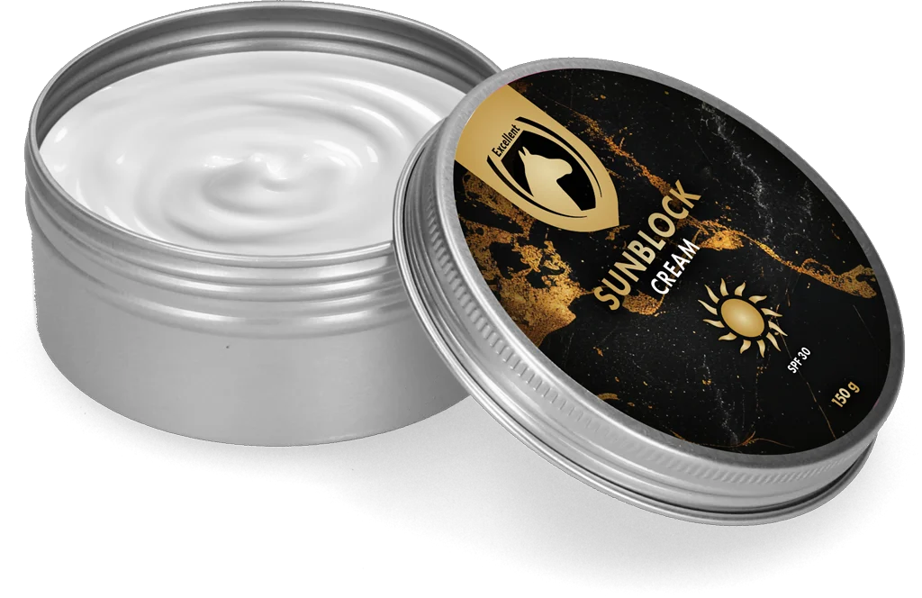Crème solaire pour chevaux et poneys, 150 g – Excellent Horse Sunblock Cream SPF 30 – Image 1