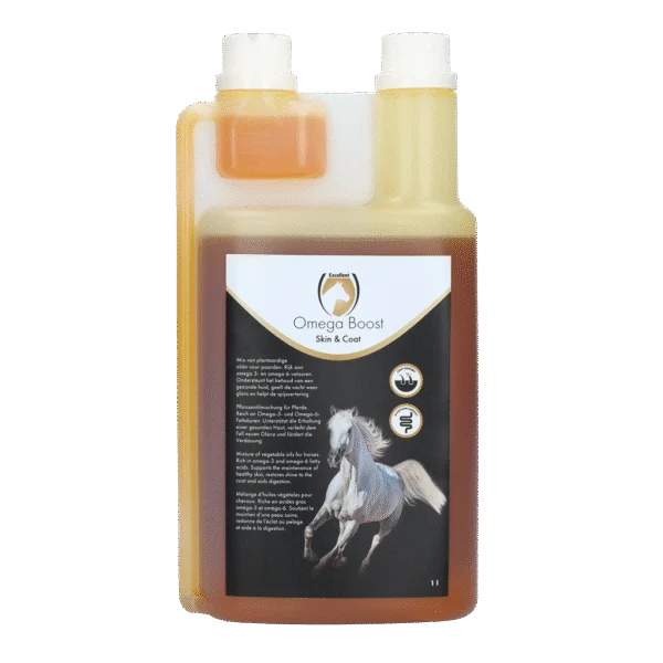 Huile végétale pour chevaux avec oméga 3 et 6, 1 l – Excellent Horse Omega Boost