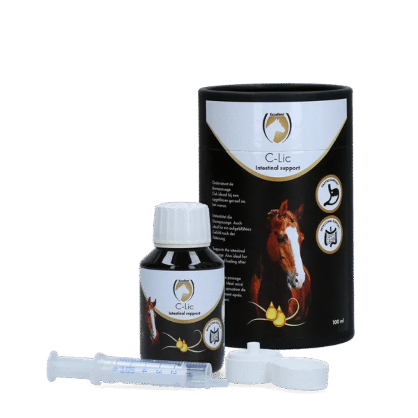 Complément alimentaire pour chevaux pour le transit intestinal, aux huiles essentielles, 100 ml – Excellent Horse C-Lic
