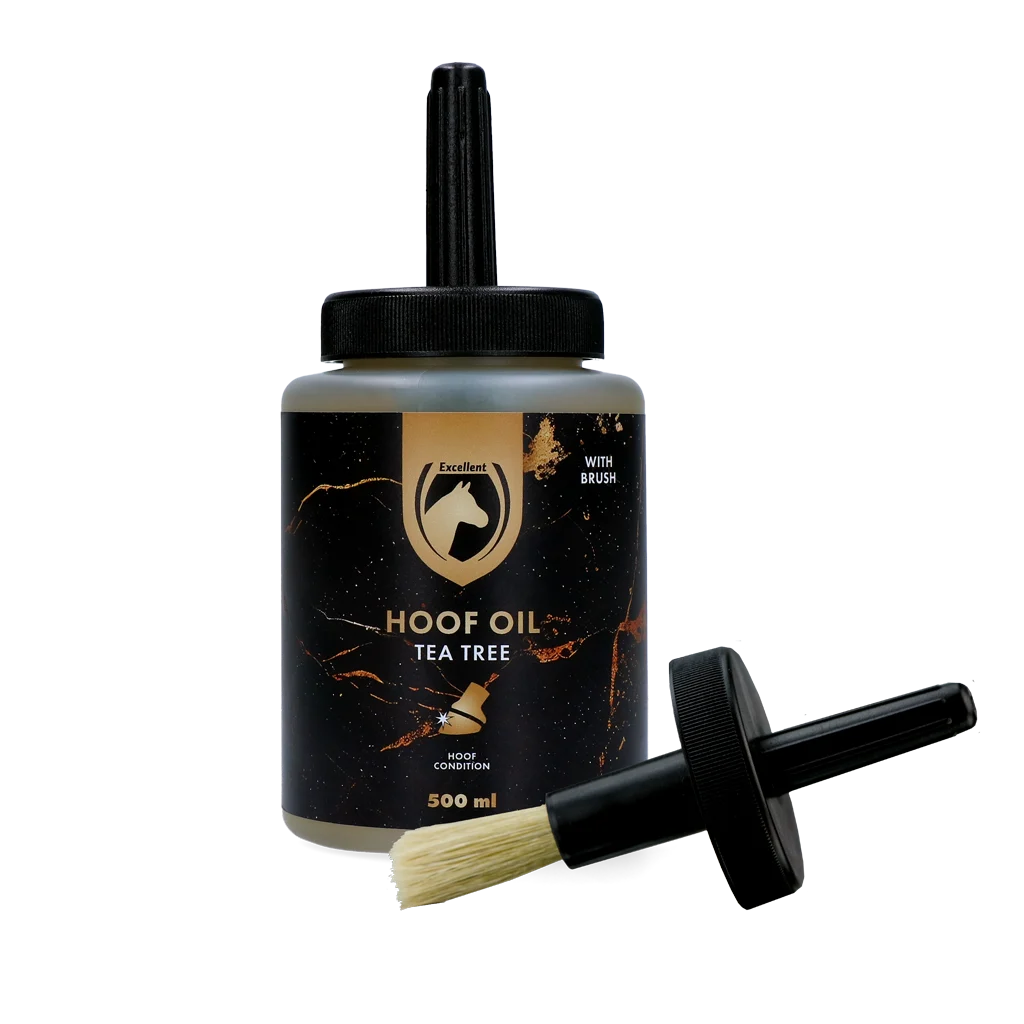 Huile pour sabots à l’arbre à thé avec pinceau, 500 ml – Excellent Horse Hoof Oil Tea Tree – Image 1