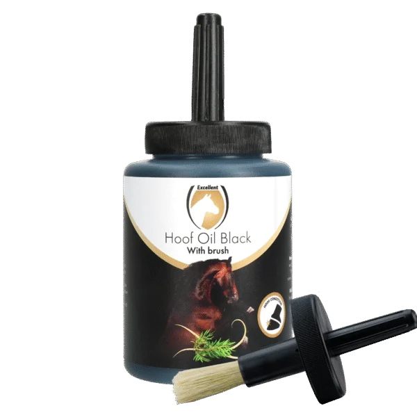 Huile pour sabots à l’arbre à thé avec pinceau, noire, 500 ml – Excellent Horse Hoof Oil Black