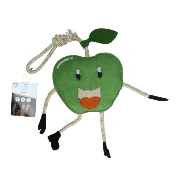 Jouet d’écurie en cuir pour chevaux, garni de jute, pomme, 23 x 20 x 7 cm – Excellent Horse Foodie Friends Apple