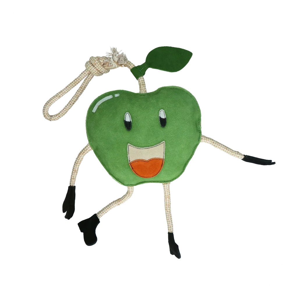 Jouet d’écurie en cuir pour chevaux, garni de jute, pomme, 23 x 20 x 7 cm – Excellent Horse Foodie Friends Apple – Image 2
