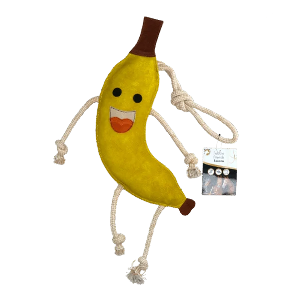 Jouet de box pour chevaux en cuir garni de jute, banane, 40 x 12 x 5 cm – Excellent Horse Foodie Friends Banana