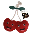 Jouet de box pour chevaux en cuir avec bruit de froissement, cerise, 17 x 35 x 7 cm – Excellent Horse Foodie Friends Cherry