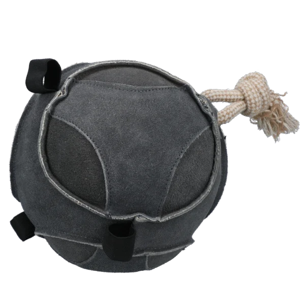 Balle de jeu pour cheval en suède avec boucles élastiques, grise – Excellent Horse Fun Play Ball