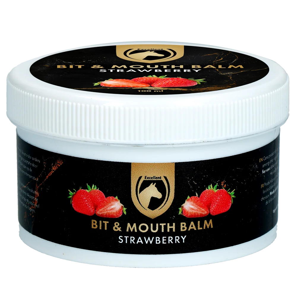 Baume pour la bouche des chevaux, fraise, 100 ml – Excellent Horse Bit & Mouth Balm – Image 1