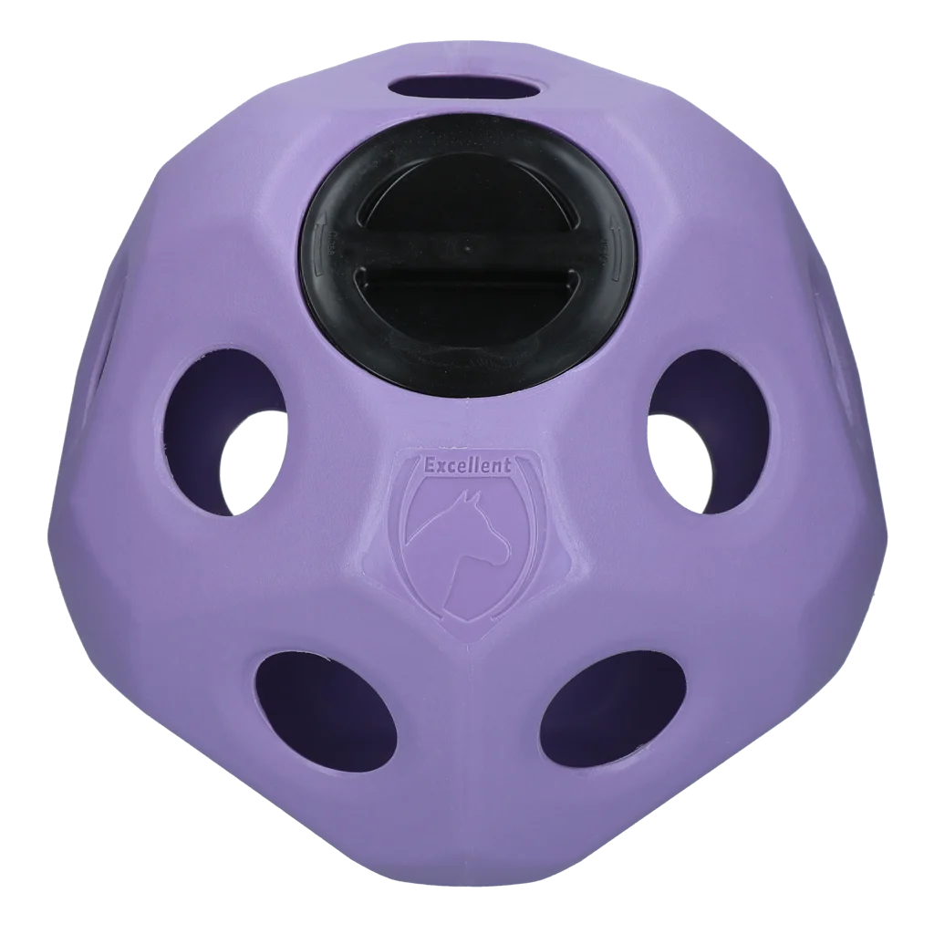 Balle distributrice pour chevaux avec ouvertures, violette – Excellent Horse Feed & Play Ball – Image 1