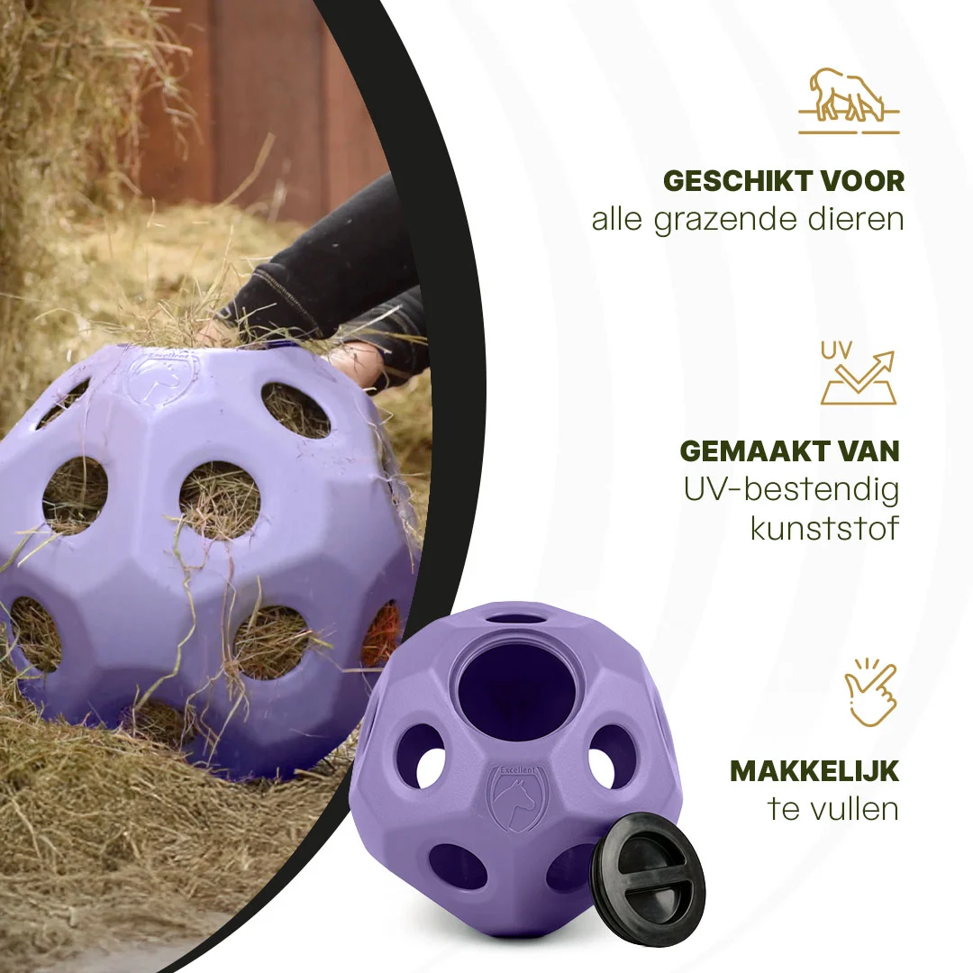 Balle distributrice pour chevaux avec ouvertures, violette – Excellent Horse Feed & Play Ball – Image 4
