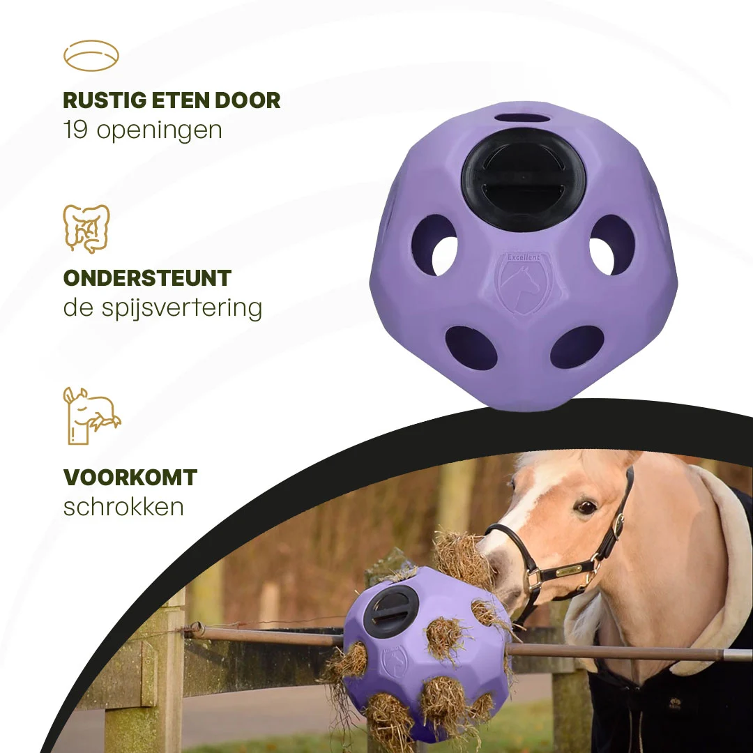 Balle distributrice pour chevaux avec ouvertures, violette – Excellent Horse Feed & Play Ball – Image 5