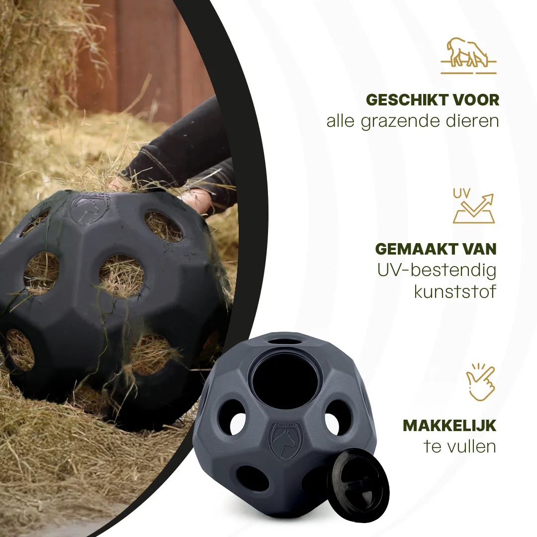Balle distributrice pour chevaux avec ouvertures, noire – Excellent Horse Feed & Play Ball – Image 4