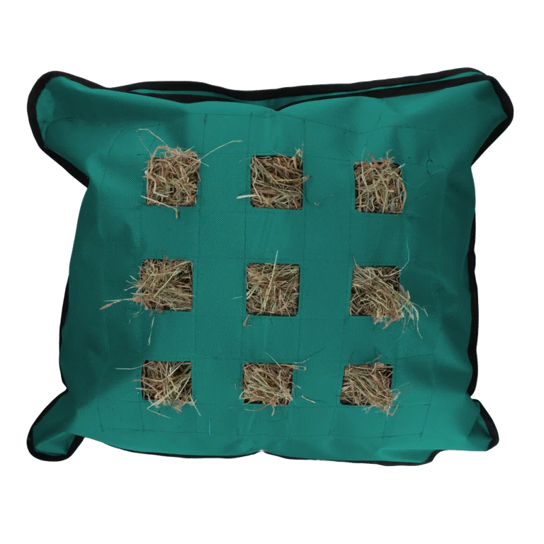 Sac à foin pour chevaux, carré, pétrole, 62 x 55 cm – Excellent Horse Hay Pillow Slow Feeder