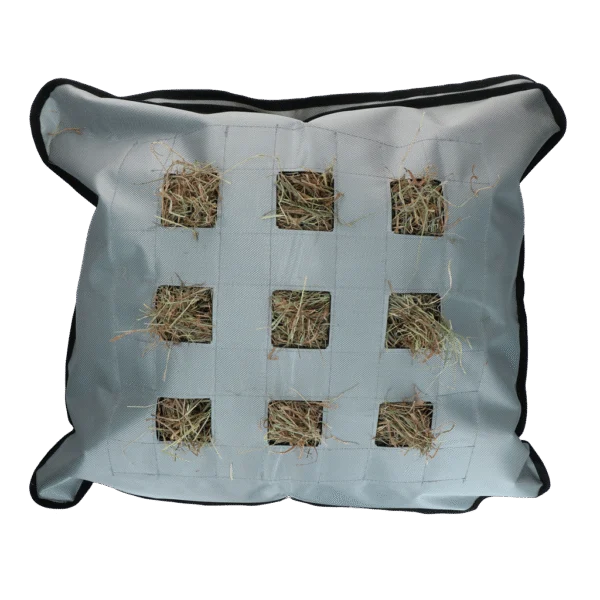 Sac à foin pour chevaux, carré, gris, 62 x 55 cm – Excellent Horse Hay Pillow Slow Feeder
