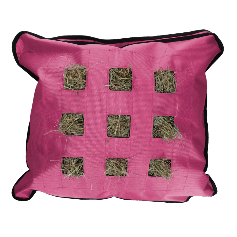 Sac à foin pour chevaux, carré, rose, 62 x 55 cm – Excellent Horse Hay Pillow Slow Feeder