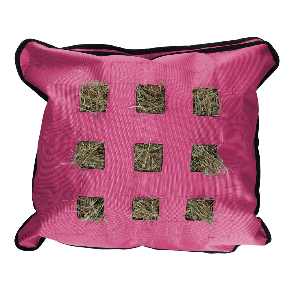 Sac à foin pour chevaux, carré, rose, 62 x 55 cm – Excellent Horse Hay Pillow Slow Feeder – Image 1