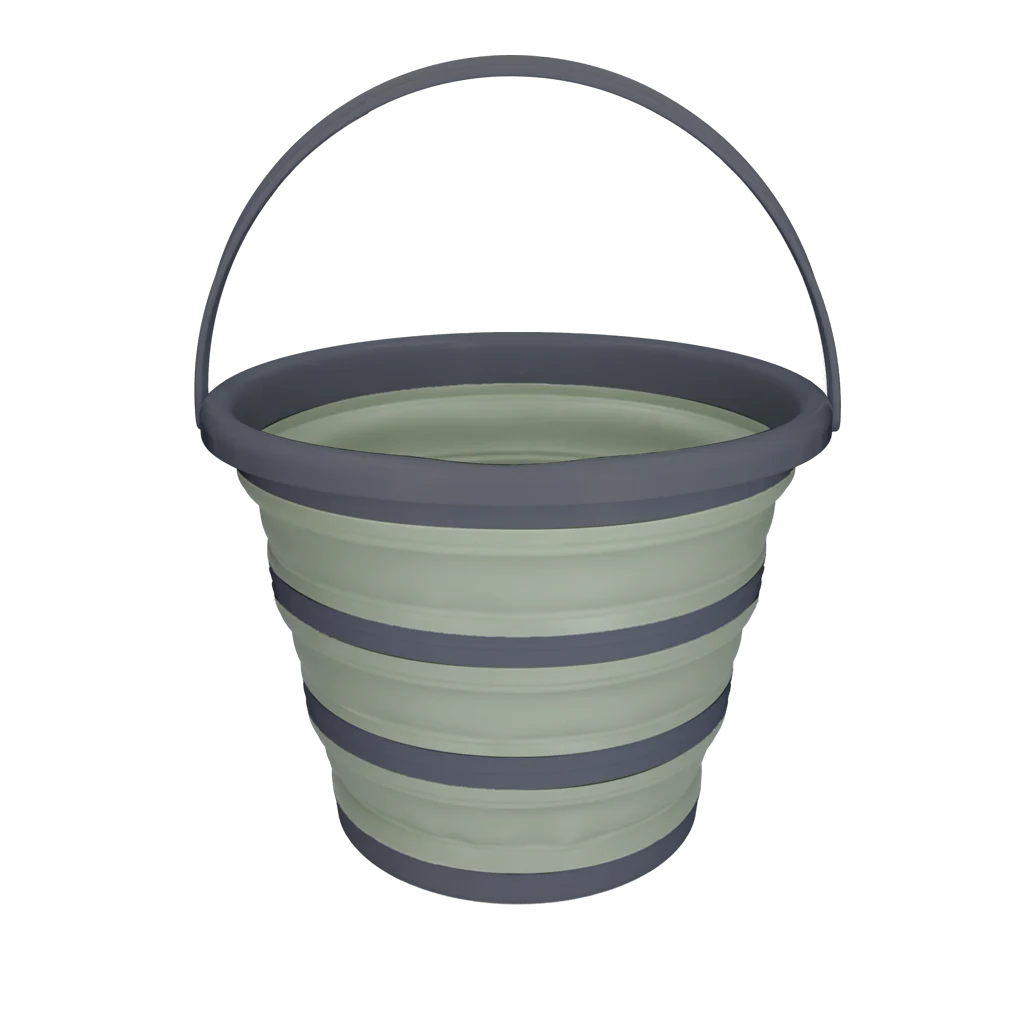 EXCE05020.png Seau pliable pour aliments et eau, 10 l, vert et gris – Seau pliable Excellent Horse – Image 1