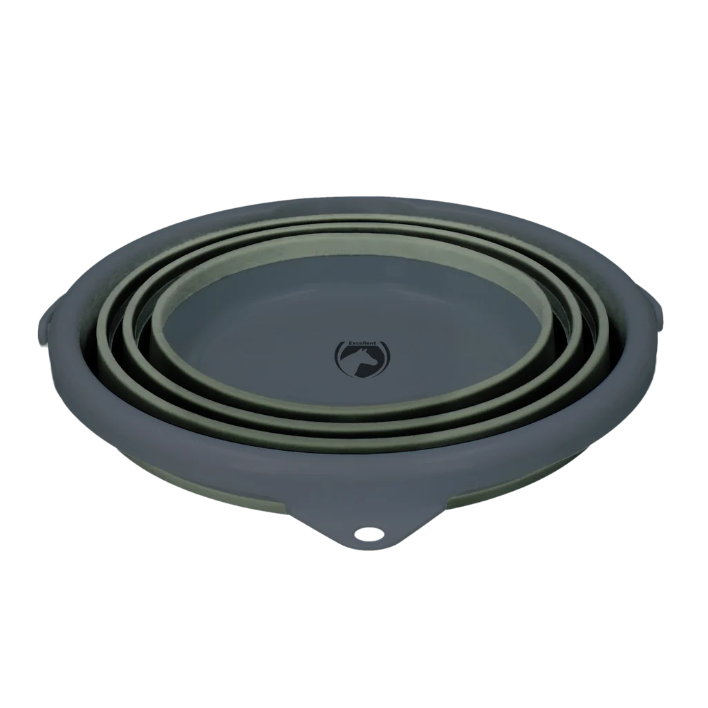 Seau pliable pour aliments et eau, 10 l, vert et gris – Seau pliable Excellent Horse – Image 2