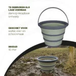 Seau pliable pour aliments et eau, 10 l, vert et gris – Seau pliable Excellent Horse – Image 4