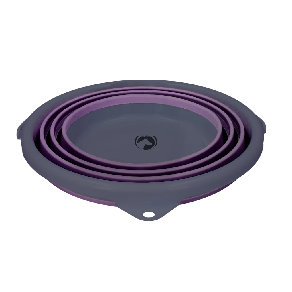 Seau pliable pour aliments et eau, 10 l, lilas et gris – Excellent Horse Vouwbare Emmer – Image 2