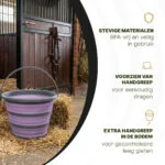 Seau pliable pour aliments et eau, 10 l, lilas et gris – Excellent Horse Vouwbare Emmer – Image 3